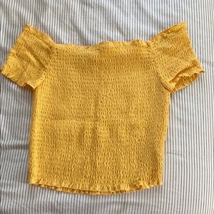 Yellow off the shoulder shirt
